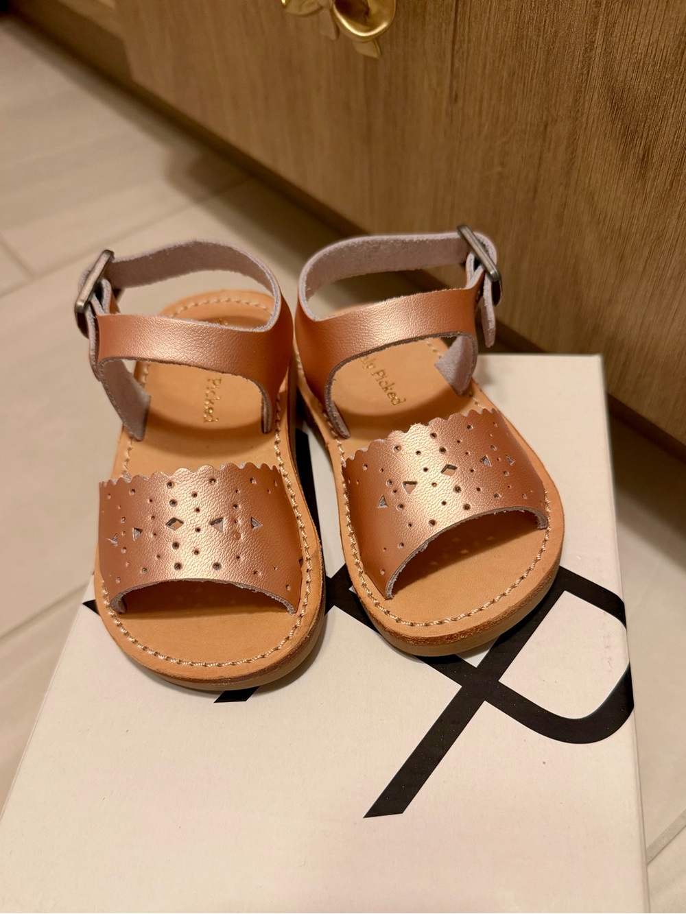 Freshly Picked Laguna Rose Gold Leather Sandals with Ankle Strap 4